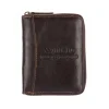 Skórzany portfel WILD 708 brązowy na suwak styl vintage / WILD 708 brown leather zip wallet vintage style